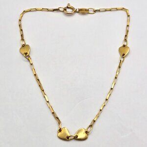 Dainty 18K Yellow Gold Heart Design Chain Bracelet